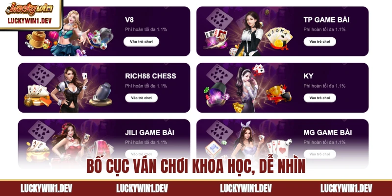 Bố cục ván chơi khoa học, dễ nhìn