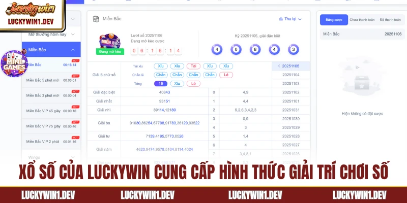 Xổ số của LuckyWin cung cấp hình thức giải trí chơi số